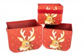 Cutii Carton Cu Motive De Craciun Rosu 3/Set