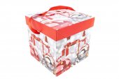 Cutii Din Carton Craciun Pliate Cu Globuri Si Cadouri 25x25x25 Cm/12/Set