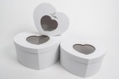 Cutii Din Carton Inima Cu Fereastra Alb 3/Set