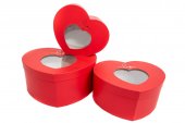 Cutii Din Carton Inima Cu Fereastra Rosu 3/Set