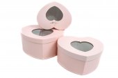 Cutii Din Carton Inima Cu Fereastra Roz 3/Set