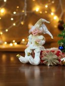 Decoratiune Brad Elf Alb Auriu 30cm