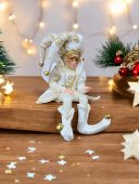 Decoratiune Brad Elf Alb Auriu 45cm