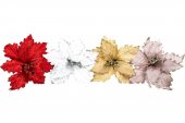 Decoratiune Craciun Crenguta Floarea Craciunului Catifea Cu Stamine Flori 12/Set