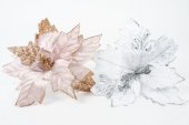 Decoratiune Craciun Crenguta Floarea Craciunului Cu Sclipici 12/Set