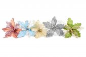 Decoratiune Craciun Crenguta Floarea Craciunului Petale Catifea Si Fizelina 12/Set