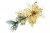 Decoratiune Craciun Crenguta Pin, Floarea Craciunului,Para,1 Fluture 12/Set Auriu