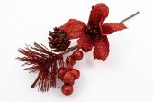 Decoratiune Craciun Crenguta Pin,Con,Bile,Floare Rosu