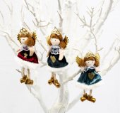 Decoratiune Craciun Inger Catifea 6/set 14cm