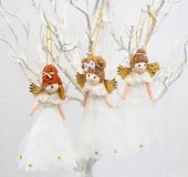 Decoratiune Craciun Ingerite Voal Alb 6/set 21cm