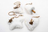 Decoratiune Craciun Puf:Inima,Bradut ,Bradut Rotund,Stea Albe12/Set