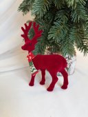 Decoratiune Craciun Ren In Picioare Cu Catifea Grena 15cm 021