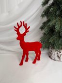 Decoratiune Craciun Ren In Picioare Cu Catifea Rosu 21cm 023