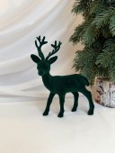Decoratiune Craciun Ren In Picioare Cu Catifea Verde 18cm 022