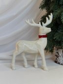 Decoratiune Craciun Ren In Picioare Cu Sclipici Alb 21cm 020