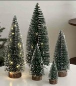 Bradut decorativ nins cu lumini 25 cm