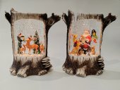 ERR Felinar decorativ Craciun forma trunchi de copac, cu scena luminoasa