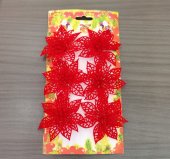 Flori de Craciun rosii decupate, 6 buc