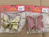 Fluture decorativ mare cu sclipici 12/set