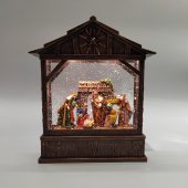 Felinar decorativ Craciun scena Nasterii Domnului, model casa cu stea