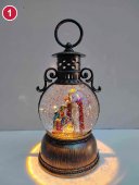 Felinar decorativ cu glob, scena si sclipici