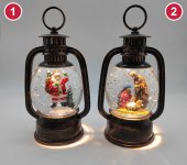 Felinar decorativ cu glob, scena si sclipici