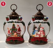 Felinar decorativ mare cu scena de Craciun si Merry Christmas