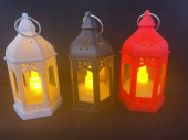 Felinar mini hexagonal cu lumanare LED, cu baterii 12/set