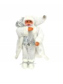 Figurina Mos Craciun Haina Alb Cu Argintiu 45 Cm