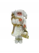 Figurina Mos Craciun Haina Alb Cu Auriu 45 Cm