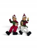 Figurine Din Rasina Cu Picioare Textil Copii Cu Clopotel Si Felinar 2/Set