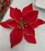 Floare de Craciun rosie cu margini aurii 50/set