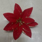 Floare de Craciun rosie cu sclipici 11 cm 20/set