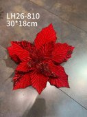 Floare de Craciun rosie cu sclipici 30x18 cm