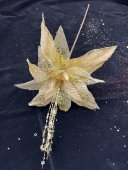 Floarea Craciunului Cu Pistil Paiete Auriu