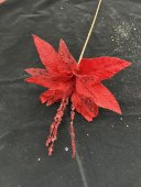 Floarea Craciunului Cu Pistil Paiete Rosu