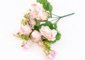 Flori Artificial Buchet Bujori Cu Flori Roz Deschis 2/set