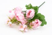 Flori Artificial Buchet Bujori Cu Flori Roz Inchis 2/Set