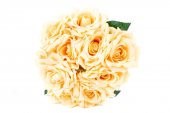 Flori Artificiale Buchet 10 Trandafiri Legati Portocaliu Deschis