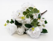 Flori Artificiale Buchet 5 Trandafiri Cu 2Hortensii, 3 Flori Alb
