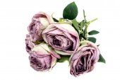 Flori Artificiale Buchet 5 Trandafiri Lipiti Lila -Roz