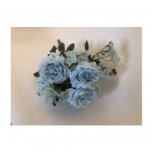 Flori artificiale Buchet 7 Trandafiri Cu 4 Hortensii Bleu