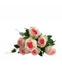 Flori Artificiale Buchet 7 Trandafiri Roz cu Crem