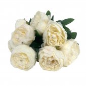 Buchet 9 Bujori Artificiali cu Stamine, Crem