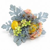 Flori Artificiale Buchet Bujori Verdeata Prafuit Galben Somon