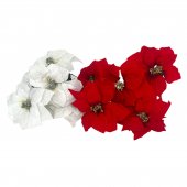Flori Artificiale Buchet Craciunita Cu 5 Flori Catifelate
