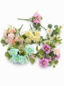 Flori Artificiale Buchet Dalie Cu Eucalipt 2/set