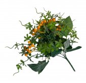 Flori Artificiale Buchet Frunze Prafuite Cu Inimioare Portocaliu 2/set