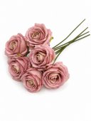 Flori Artificiale Buchet Trandafiri 6 In Legatura Roz Prafuit