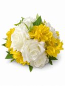 Flori Artificiale Buchet Trandafiri Alb-Galben